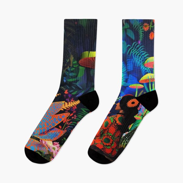 Item preview, Psychedelic Neon Floral Jungle Woman: Vibrant Art of Surreal Beauty designed and sold by Mystikos Art.