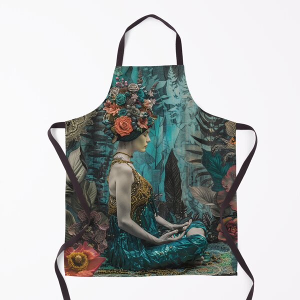 Item preview, Psychedelic Surreal Boho Garden Woman: Tranquil Meditating Art designed and sold by Mystikos Art.