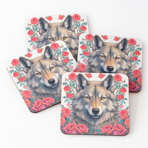 Item preview, Wolf With Red Roses designed and sold by Jonathan Nevsky.