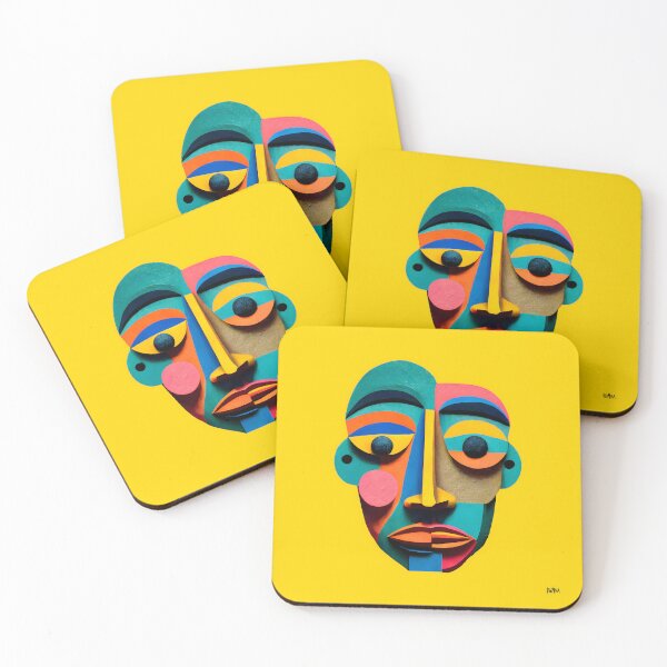 Item preview, Abstract AFRICAN & Colorful Shaped FACE Surrealism Wall ART Décor, Funny Designed Modern Cubism Art  designed and sold by Diinaadesigns.