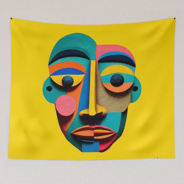 Item preview, Abstract AFRICAN & Colorful Shaped FACE Surrealism Wall ART Décor, Funny Designed Modern Cubism Art  designed and sold by Diinaadesigns.