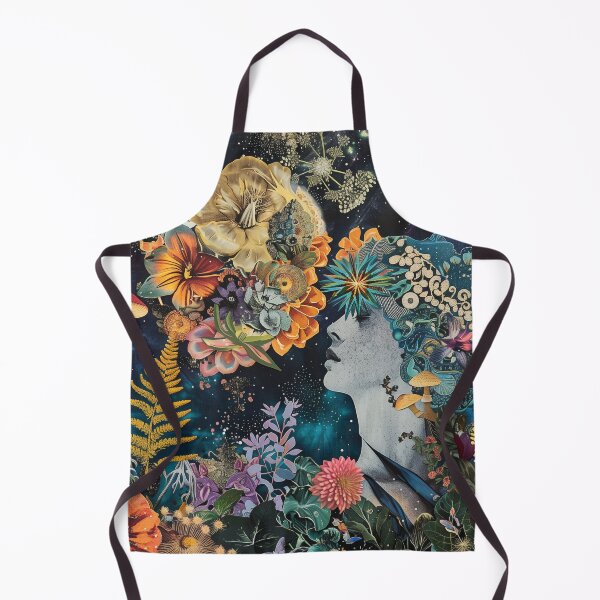 Item preview, Surreal Nighttime Floral Mushroom Garden Woman: Enchanting Collage Art designed and sold by Mystikos Art.