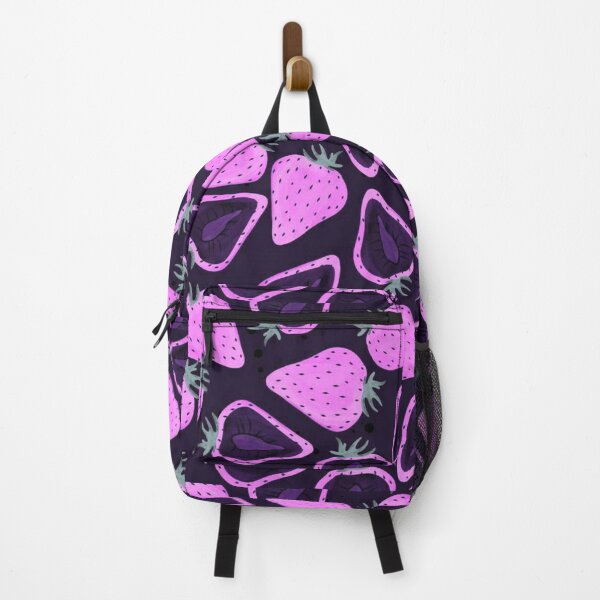 Item preview, Strawberry Delight Art Print | Black Background | Vibrant Pink & Purple Strawberry Pattern for Prints, T-Shirts, Blankets & More designed and sold by Jennifer Adair.