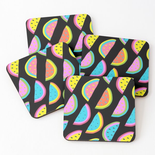 Item preview, Colorful Watermelon Feast Art Print | Black Background | Bright Pastel Watermelon Pattern for Prints, T-Shirts, Blankets & More designed and sold by Jennifer Adair.