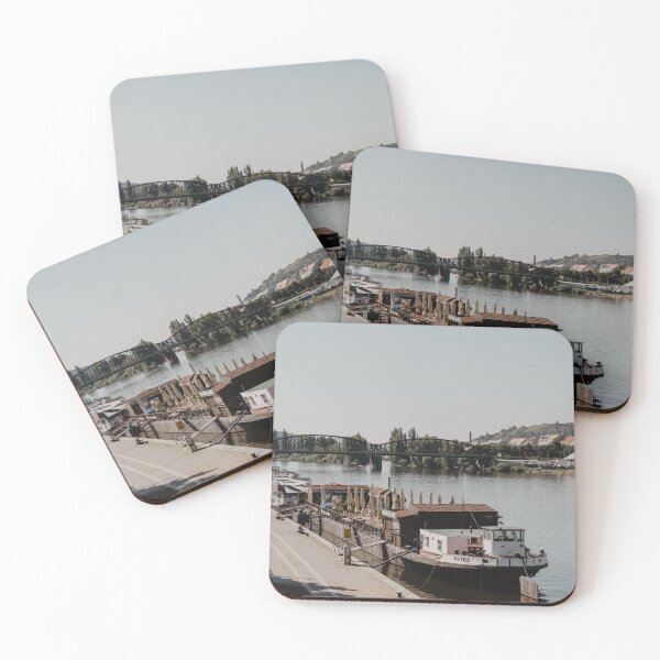 Item preview, boats in the harbor of Vltava River designed and sold by LindsayVTravels.
