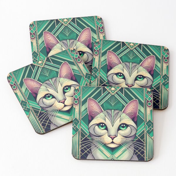 Item preview, Emerald Cat Design Antique Art  designed and sold by DesignRizz.