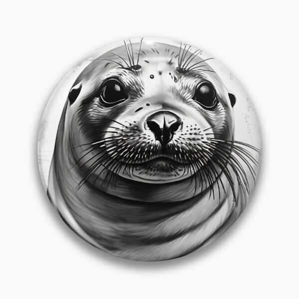Item preview, Black and white seal pencil drawing designed and sold by Pencil-Art.