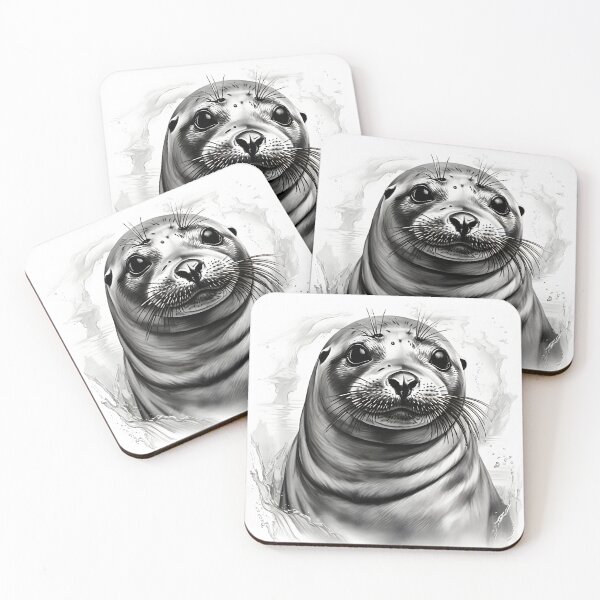 Item preview, Black and white seal pencil drawing designed and sold by Pencil-Art.