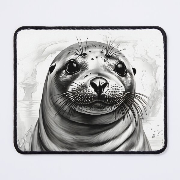 Item preview, Black and white seal pencil drawing designed and sold by Pencil-Art.