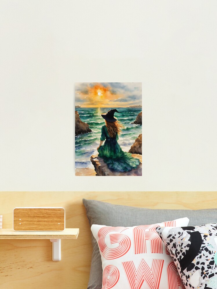 Thumbnail 2 of 3, Photographic Print, Emerald Witch by the Sea by Lyra the Lavender Witch designed and sold by Lyra-Witch.