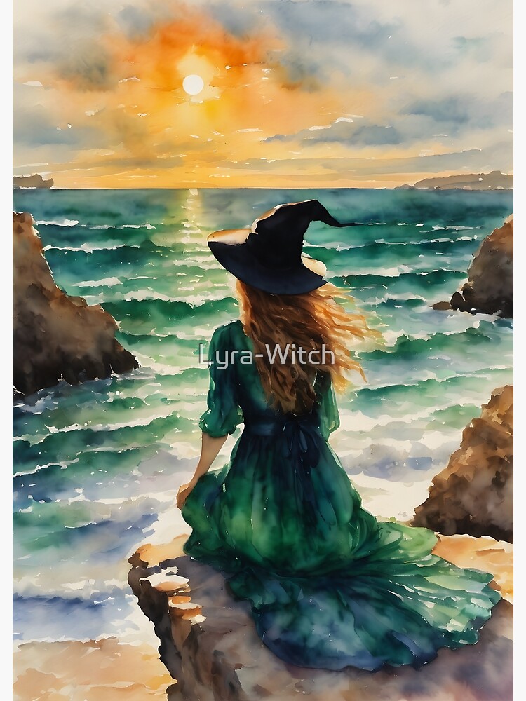 Thumbnail 3 of 3, Photographic Print, Emerald Witch by the Sea by Lyra the Lavender Witch designed and sold by Lyra-Witch.