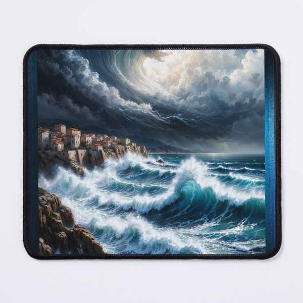 Item preview, Storm By A Mediterranean Coast Captivating AI Concept Art by Xzendor7 designed and sold by Xzendor7 Digital Art Creations.