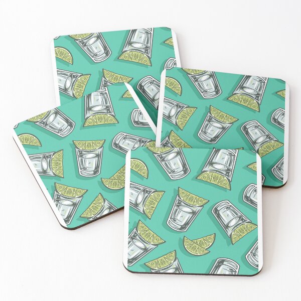 Item preview, Tequila Shots Art Print | Illustrated Pattern | Teal Background | Bar Decor for Prints, T-Shirts & More designed and sold by Jennifer Adair.