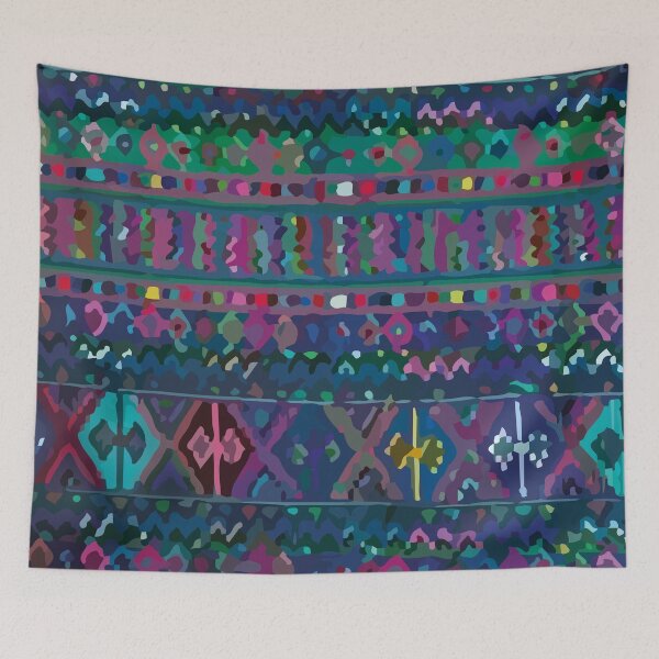 Item preview, Ultramarine mexican embroidery bold folk art maximalist decor designed and sold by T-Mex.