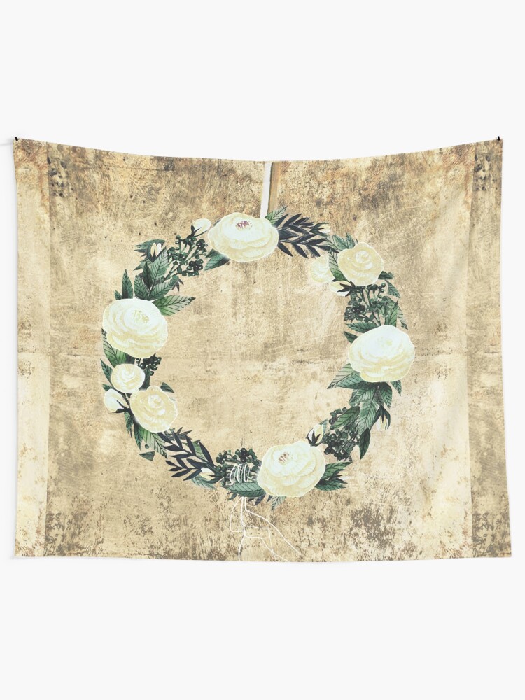 Alternate view of Wreath #White Flowers #Royal collection Tapestry