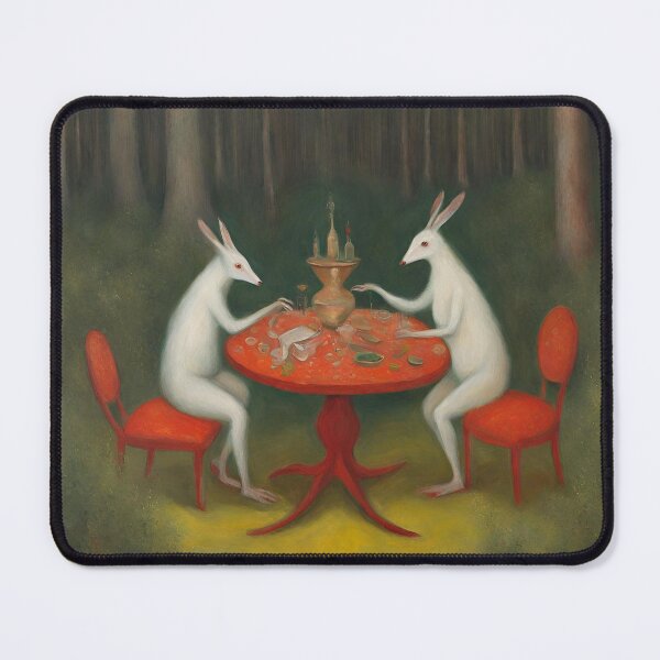 Item preview, white bunnies having tea designed and sold by ohsopurposeless.