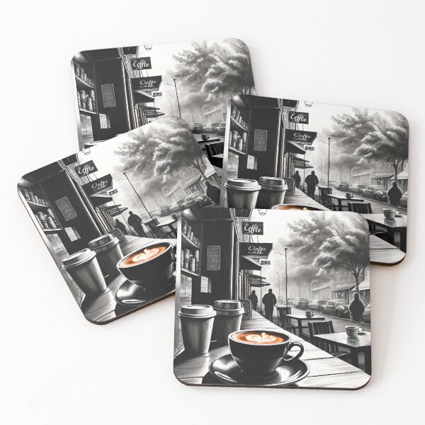 Item preview, Street Scene: Bustling Energy Outside the Coffee Shop designed and sold by GrizzlyCollective.