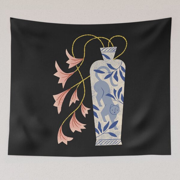 Item preview, Lilies And Porcelain Cat Vase designed and sold by Renea L Thull.