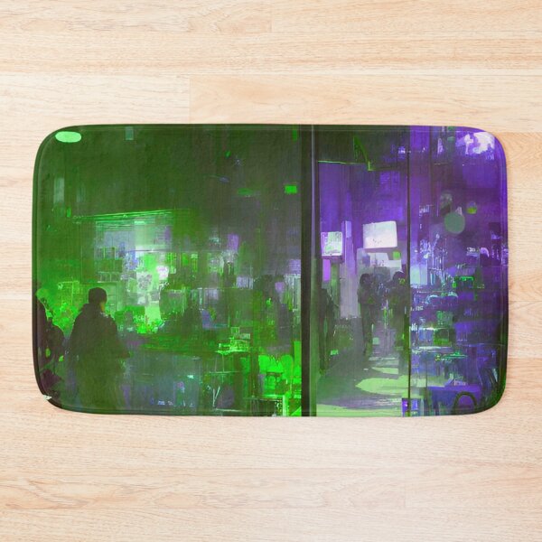 Item preview, Enchanted Urban Oasis: Green and Purple Street Scene Pattern designed and sold by GrizzlyCollective.