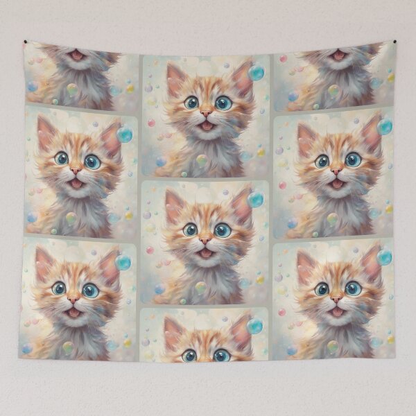 Item preview, Soap Bubble Lover. Cute Yellow Cat designed and sold by ArmonyforSouls.