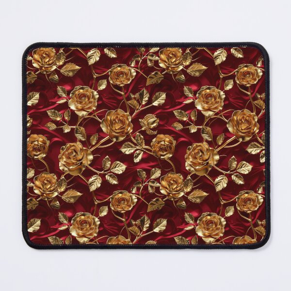 Item preview, Golden roses on red velvet 001 designed and sold by BartHugoKnight.