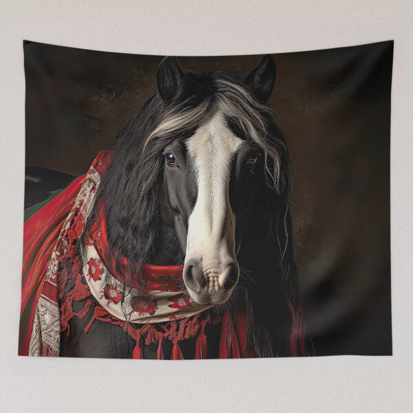 Item preview, Gypsy Vanner Horse with Red Scarf designed and sold by Elisabeth Lucas.