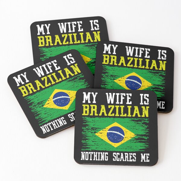 Item preview, My Wife Is Brazilian Nothing Scares Me Brazilian Flag designed and sold by Red-Gifts.