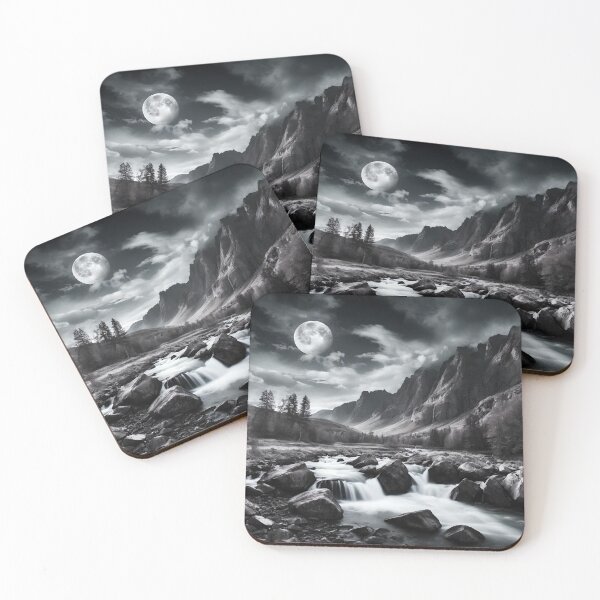 Item preview, Moody Monochromatic Moonlit Scandinavian Landscape: Full HDR designed and sold by ShadeScapeArt.
