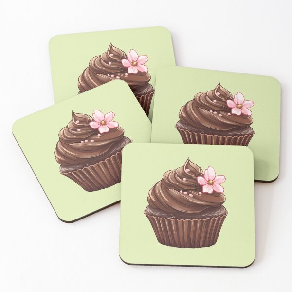 Item preview, Chocolate Cupcake with pink flower on top designed and sold by sakurashorty.