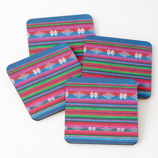 Item preview, Mexican serape embroidered poncho fabric rainbow maximalist decor designed and sold by T-Mex.