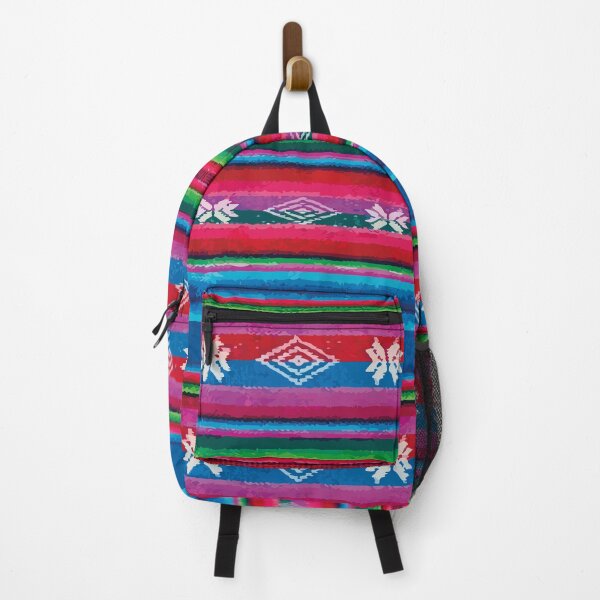 Item preview, Mexican serape embroidered poncho fabric rainbow maximalist decor designed and sold by T-Mex.