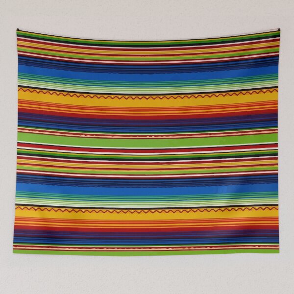 Item preview, Deep blue and yellow poncho mexican serape blanket dopamine decor designed and sold by T-Mex.