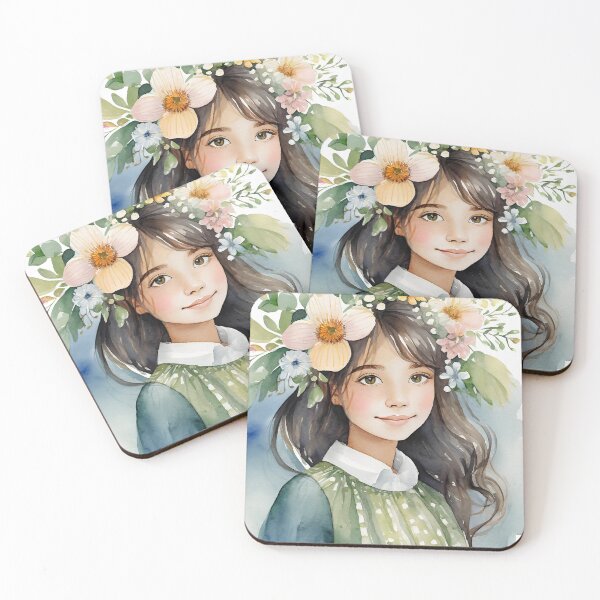 Item preview, Beautiful girl surrounded by flowers, watercolor style designed and sold by lmartes.
