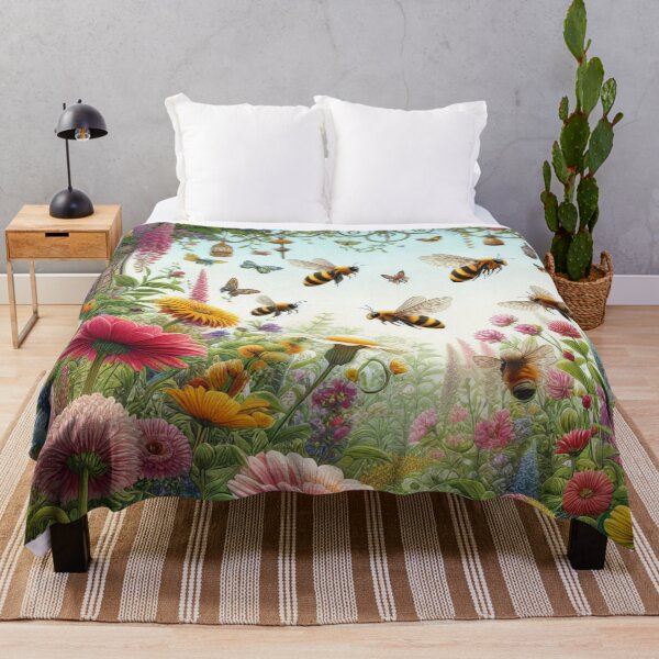 Item preview, Enchanted Garden Where Bees Dance and Flowers Sing Harmony designed and sold by ArtComixHaven.