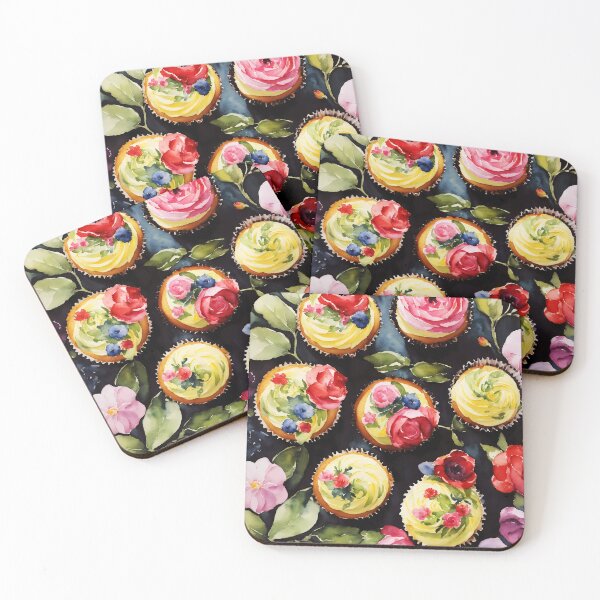 Item preview, flower cupcakes on a table designed and sold by soulfulpalette.