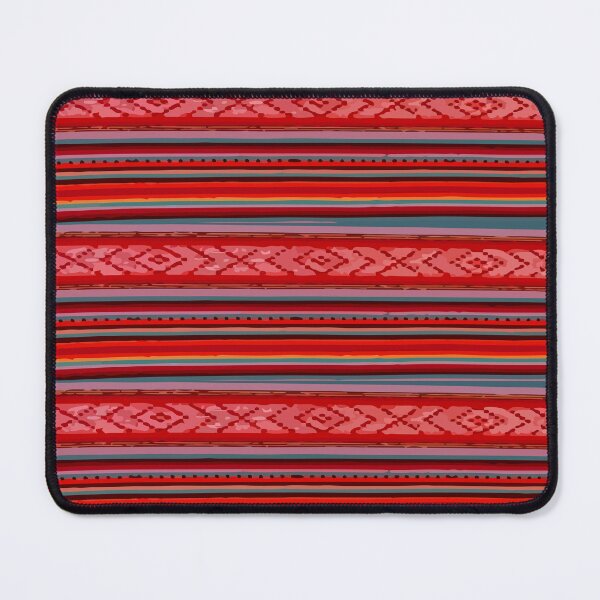 Item preview, Bright red mexican stripes embroidered serape blanket rebozo designed and sold by T-Mex.