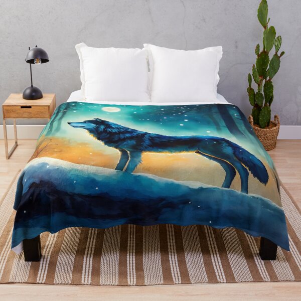 Item preview, wolf in a snowy forest designed and sold by soulfulpalette.