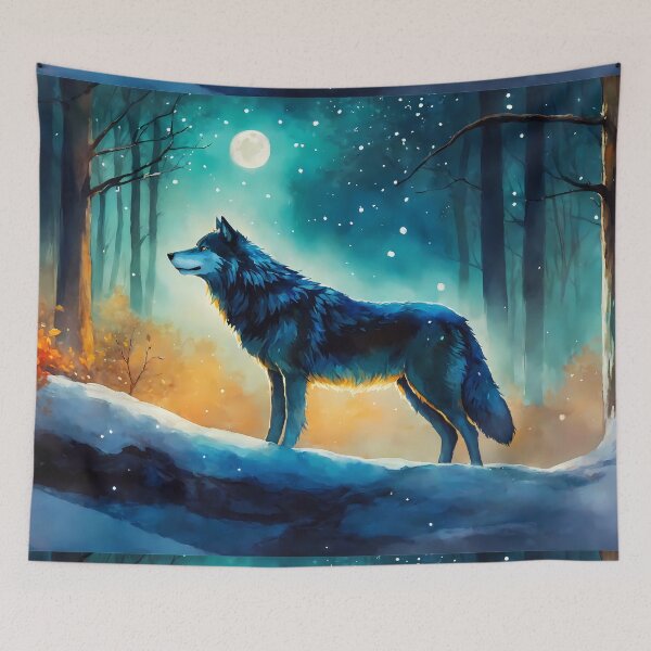 Item preview, wolf in a snowy forest designed and sold by soulfulpalette.