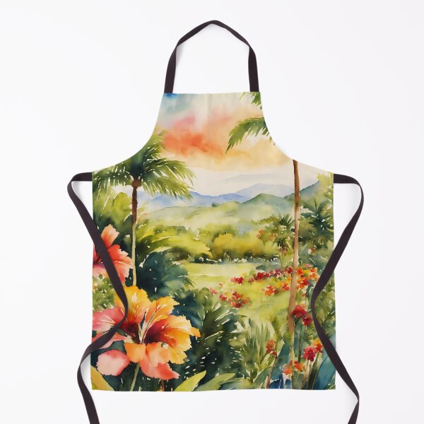 Item preview, watercolor of a tropical landscape designed and sold by soulfulpalette.