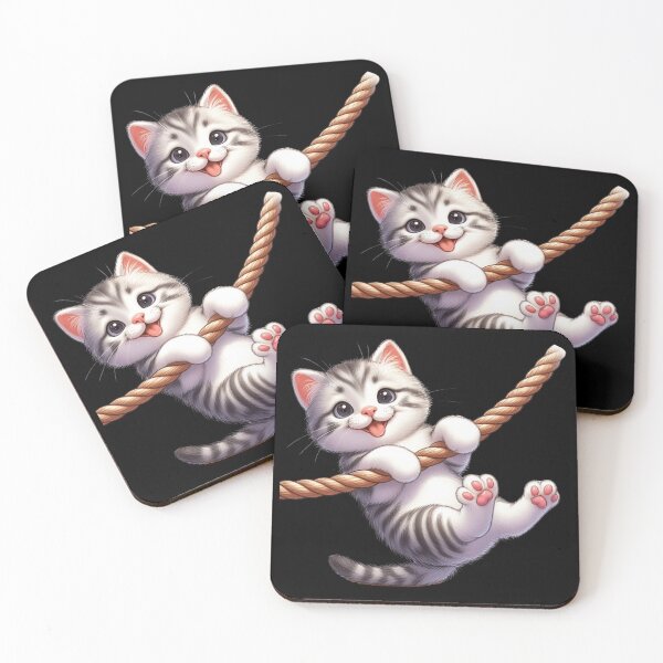 Item preview, American Shorthair Cat Playing on a Rope designed and sold by Terturkosaka.