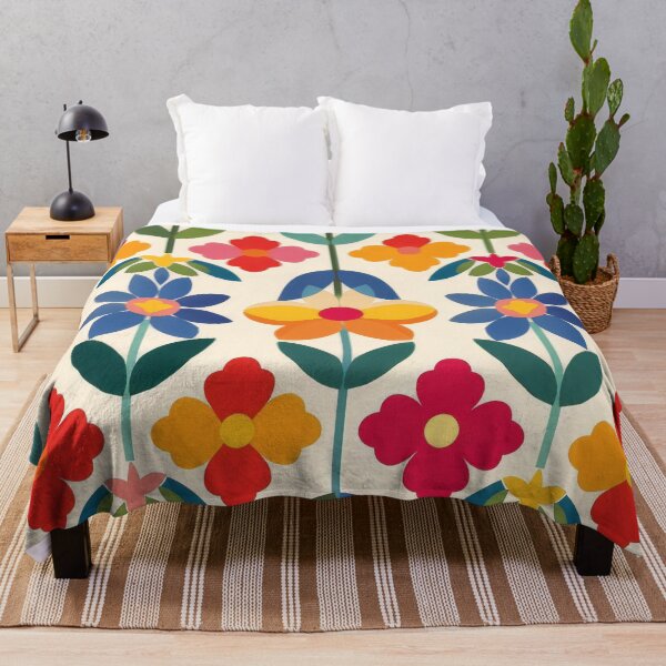 Item preview, Abstract bright colourful modern floral pattern on an ivory background designed and sold by PrettyPinkSkies.
