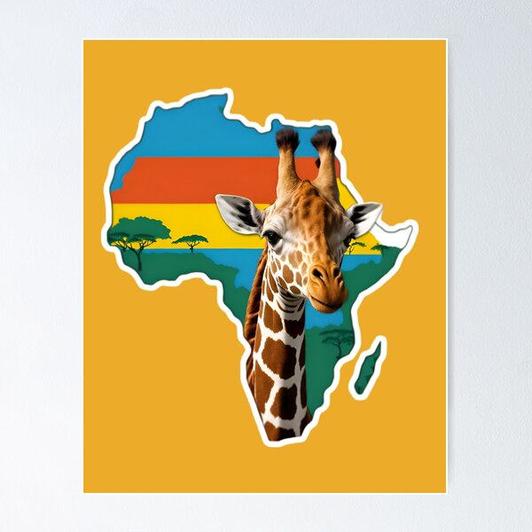 Item preview, Map Of Africa With A Giraffe designed and sold by TheArtOfPat.