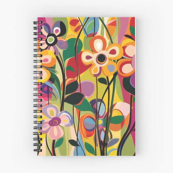 Item preview, Bright groovy colourful abstract flowers print designed and sold by PrettyPinkSkies.