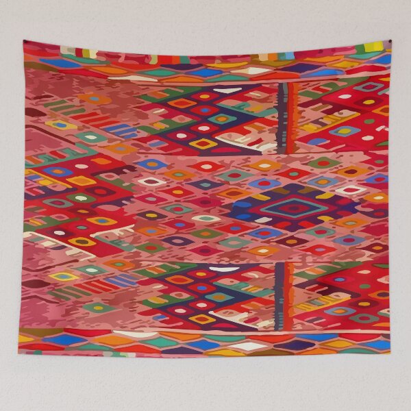 Item preview, Bright orange maya textile vintage mexican embroidery maximalist decor  designed and sold by T-Mex.