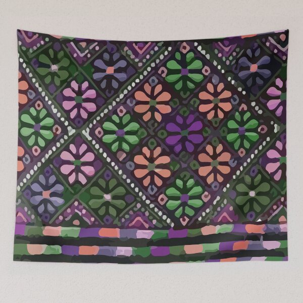 Item preview, Mexican flowers colorful embroidery boho chic folk art designed and sold by T-Mex.