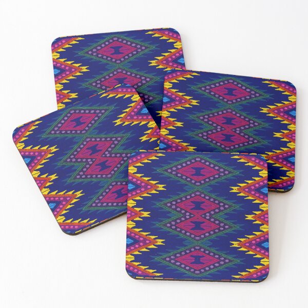 Item preview, Colorful chevron vibrant blue embroidery maya textile maximalist decor designed and sold by T-Mex.