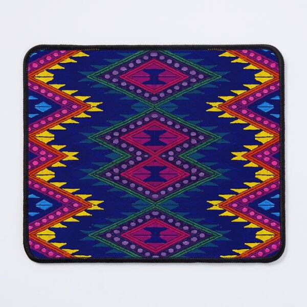 Item preview, Colorful chevron vibrant blue embroidery maya textile maximalist decor designed and sold by T-Mex.
