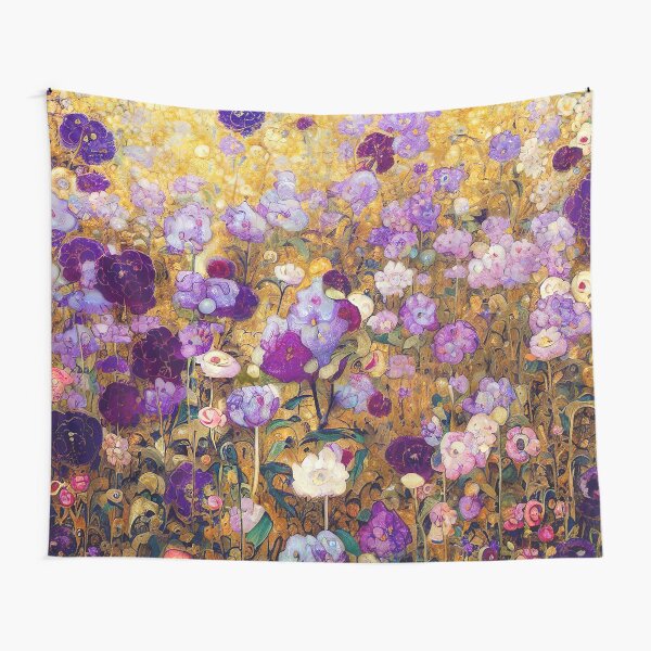 Aperçu de l'œuvre Jardin de fleurs violet et or Gustav Klimt créée et vendue par maniacfitness.