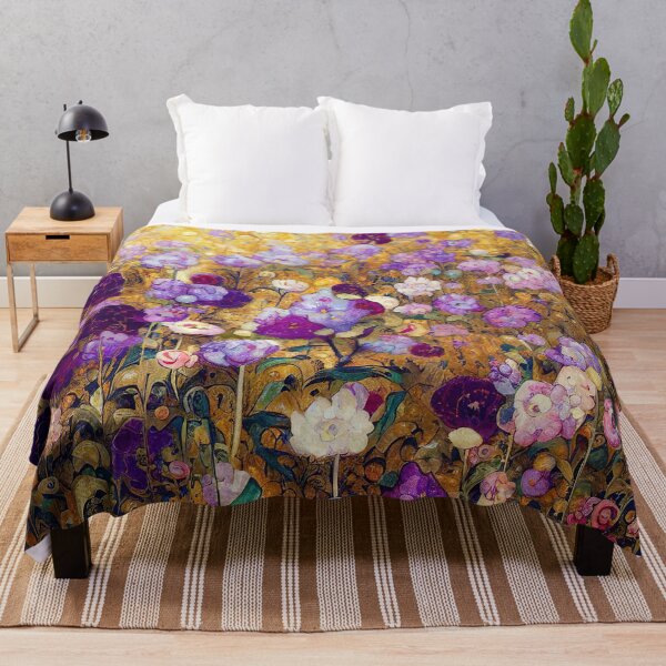 Aperçu de l'œuvre Jardin de fleurs violet et or Gustav Klimt créée et vendue par maniacfitness.
