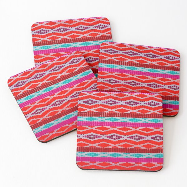 Item preview, Pink orange vibrant embroidery hand stitch textile folk art bold decoration designed and sold by T-Mex.